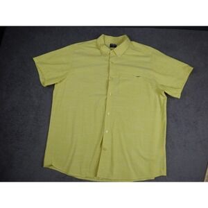 Hurley Mens XL Yellow Slub Texture Short Sleeve Button Up Shirt CZ6161